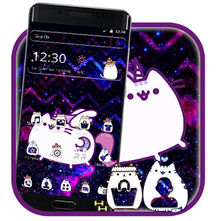 Galaxy Cartoon Cat Theme